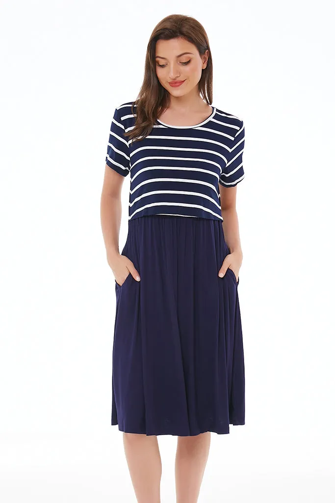 Smallshow Striped Casual Nursing Dresses