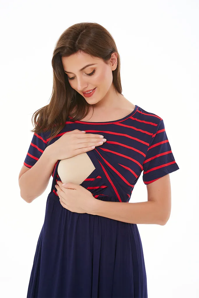 Smallshow Striped Casual Nursing Dresses