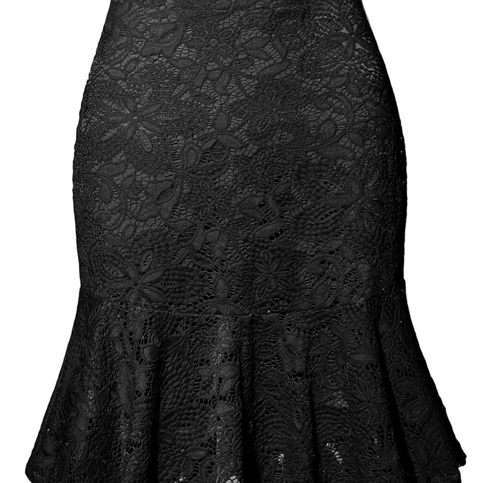 Solid Elegant Lace Elastic Waist Vintage Mermaid Pencil Skirts