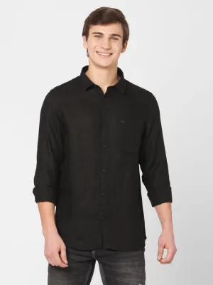 Spykar Men Black Cotton Slim Fit Shirts