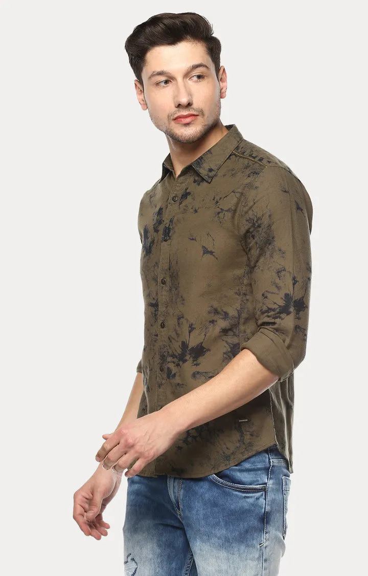 Spykar Men'S Green Cotton Printed Casual Shirts