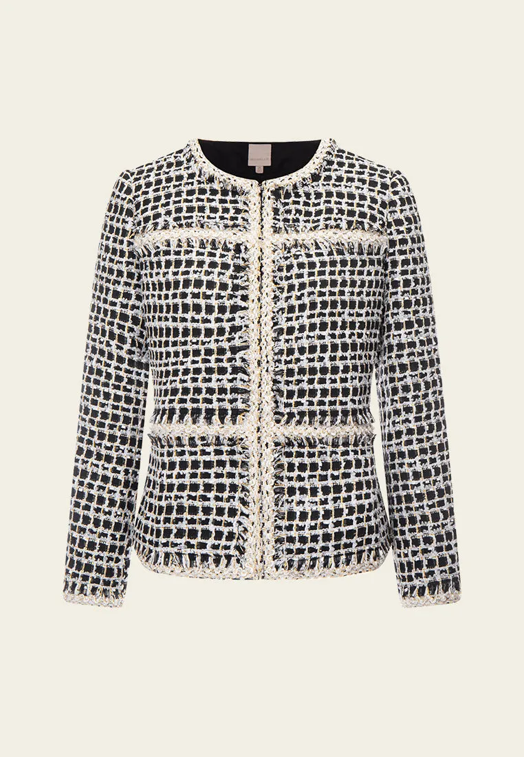 Structured Black-and-white Embellsihed Jacket