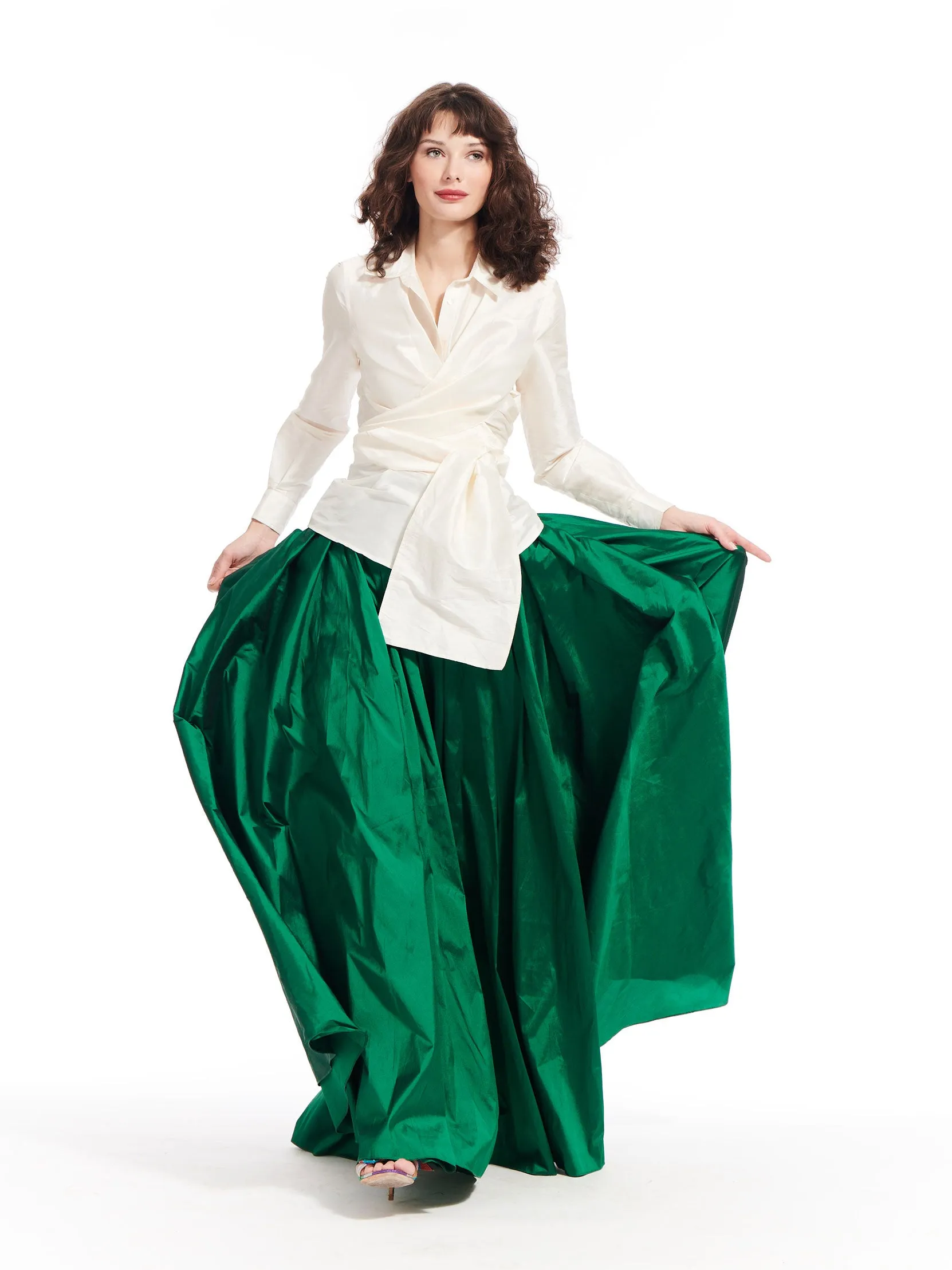 Taffeta Double Wrap Shirt