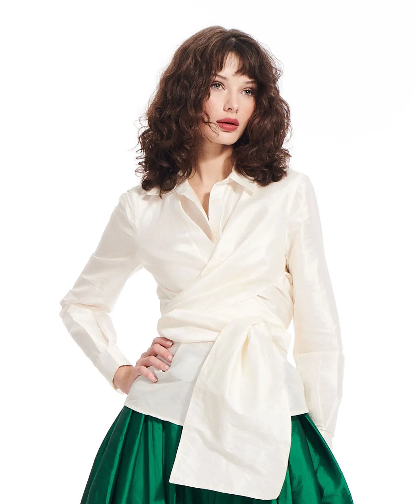 Taffeta Double Wrap Shirt