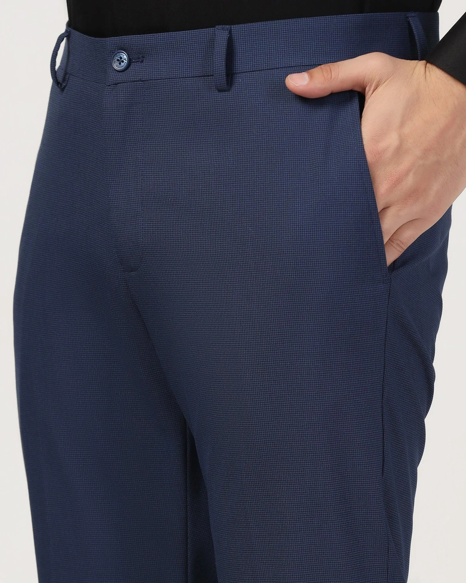 Temp Tech Slim Comfort B-95 Formal Navy Textured Trouser - Duke