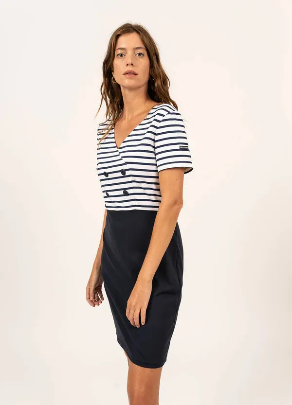 Tourlaville Dress in Navy/White Stripes