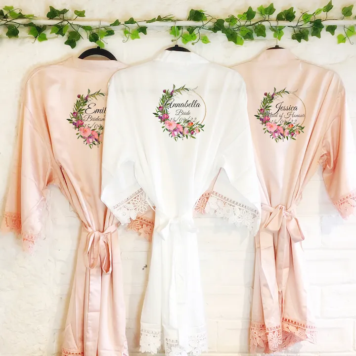 Wildflower Circle Lace Wedding Dressing Robe