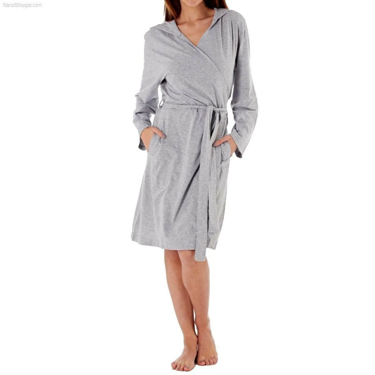 Women’s Jersey Hooded Robe Dressing Gowns with Live Laugh Love Print on Back