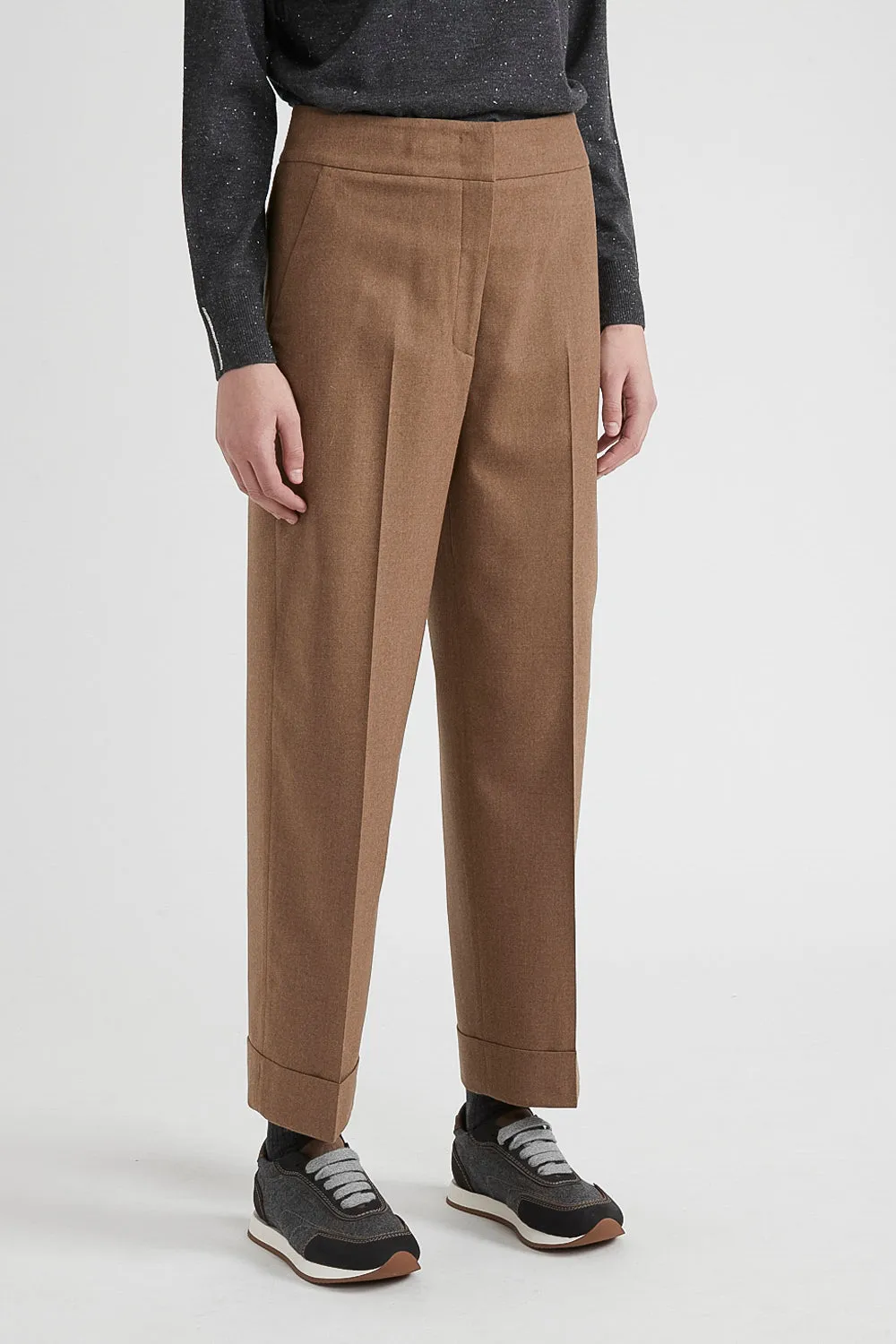 Wool and cashmere carrot trousers