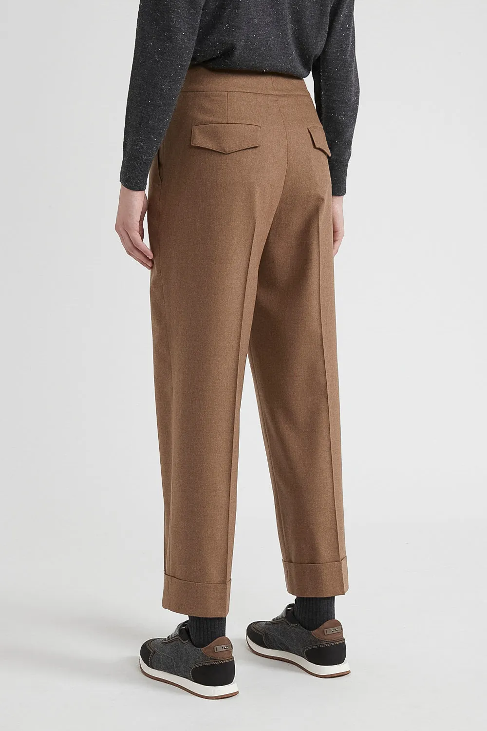 Wool and cashmere carrot trousers