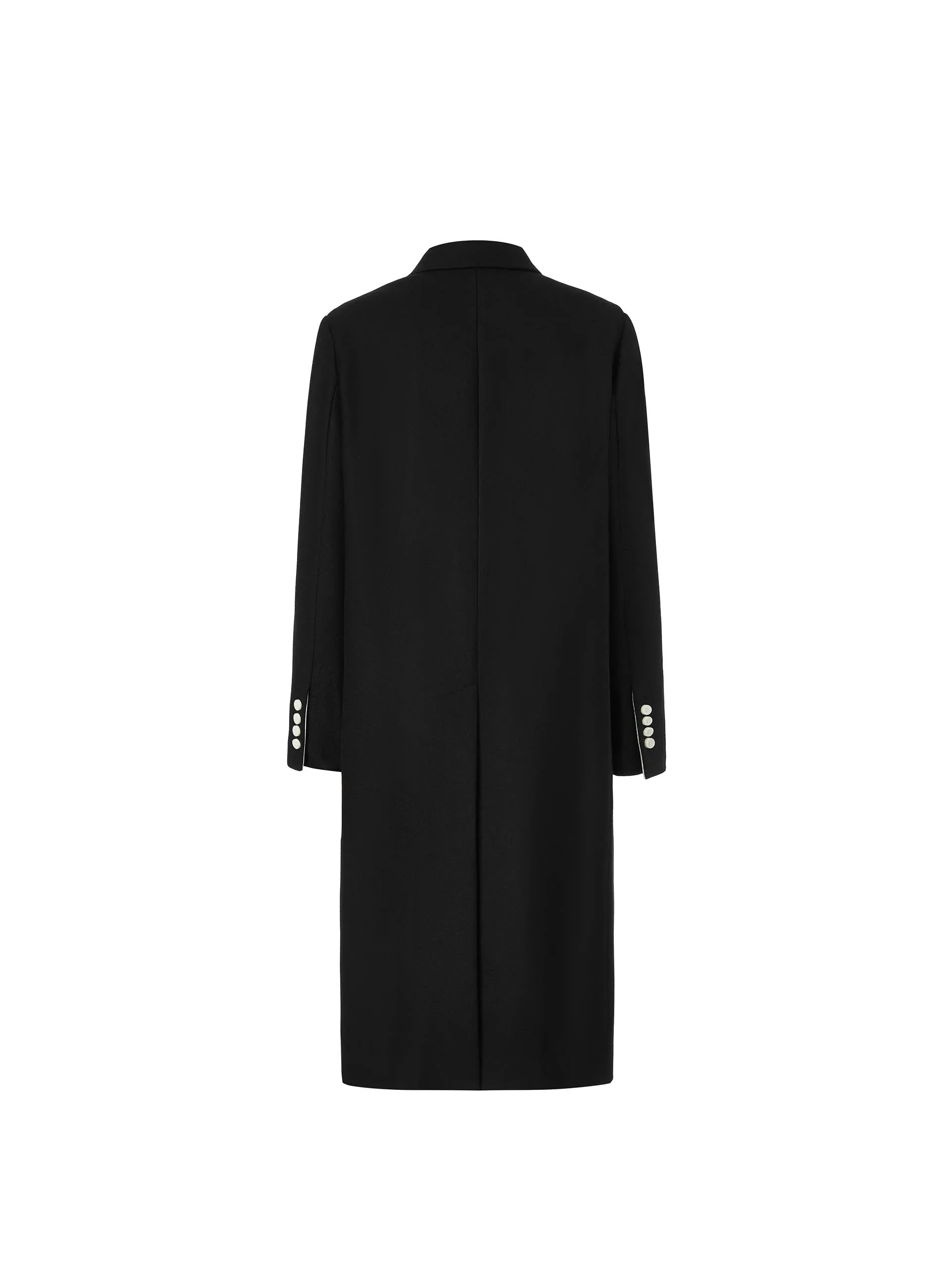 Wool Blend Contrast Long Coat